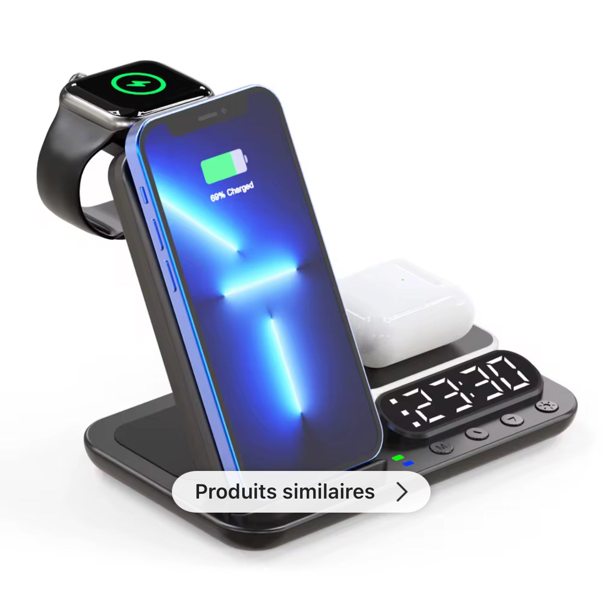 Station sans fil 7 en 1 dotée d’une alarme et compatible avec iPhone 13 14 15 16 & Android